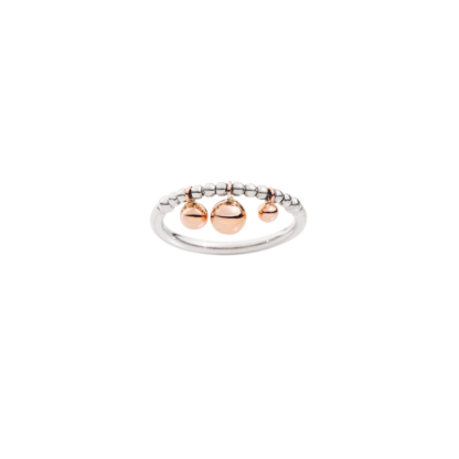 Anello Bollicine Argento e Oro Rosa