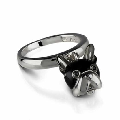 Campanella Ring with a Dog in Silver and Sapphires