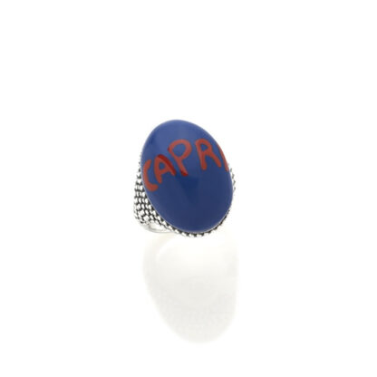 Capriness Ring in Sterling Silver and Blue Enamel