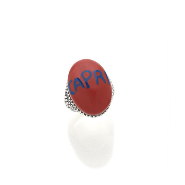 Capriness Ring in Sterling Silver and Red Enamel