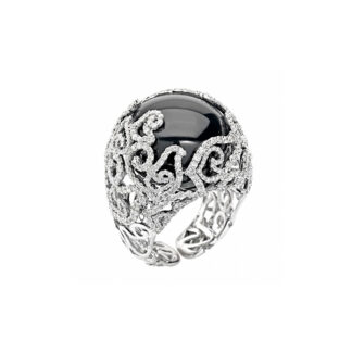Diamour Ring in White Gold and Black Jade