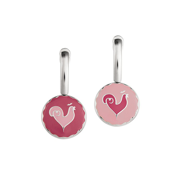 Carousel Earrings in Sterling Silver and Pink Enamel