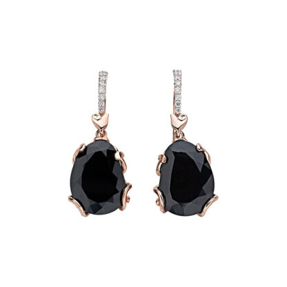 Earrings in Rose Gold and Black Jade