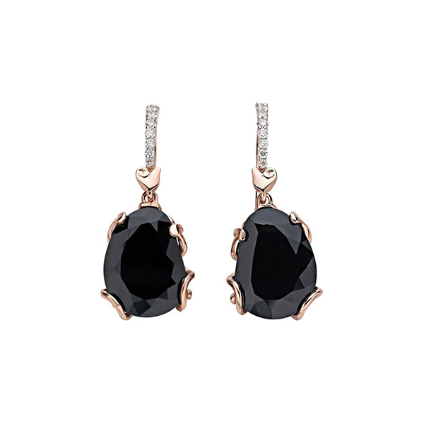 Earrings in Rose Gold and Black Jade