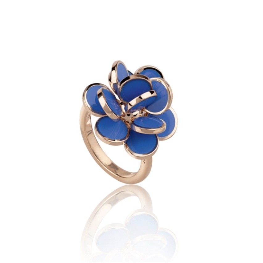 Mini Pailettes Ring in Rose Gold and Blue