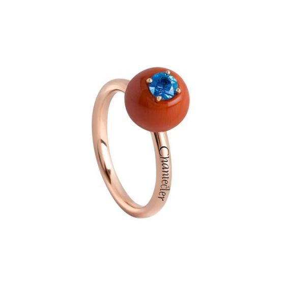 Bon Bon Ring in Rose Gold, Red Coral, and Sapphire