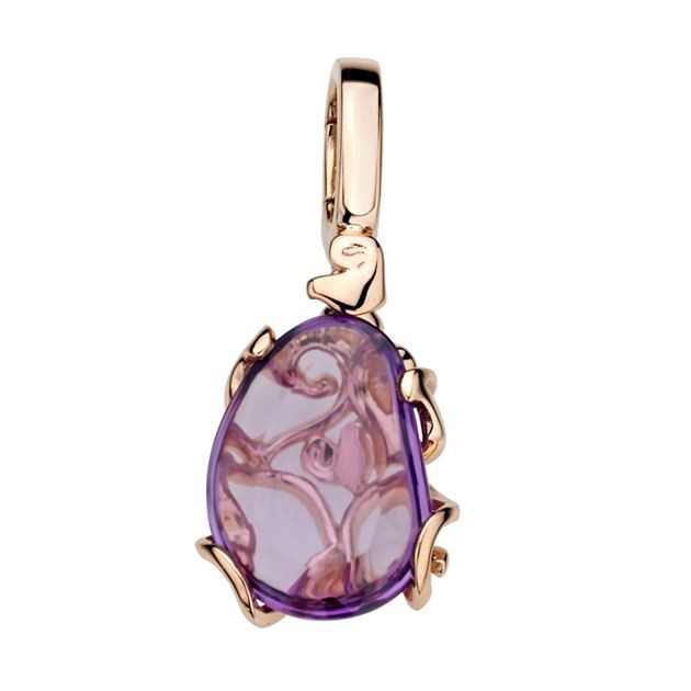 Small Joyful Charm in Rose Gold and Amethyst