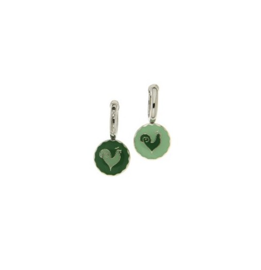 Carousel Earrings in Sterling Silver and Green Enamel