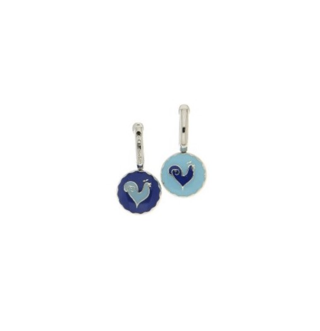 Carousel Earrings in Sterling Silver and Blue Enamel