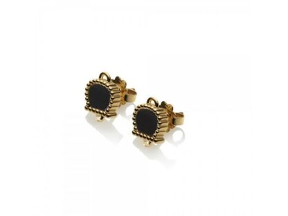 Micro Campanella Earrings in Yellow Gold with Onyx and Diamonds