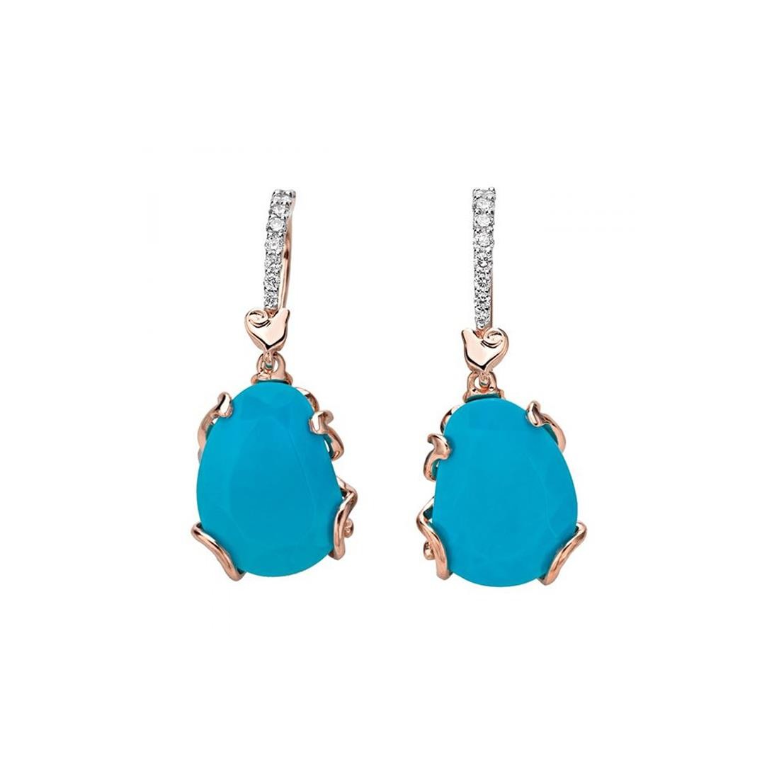 Earrings in Rose Gold and Turquoise