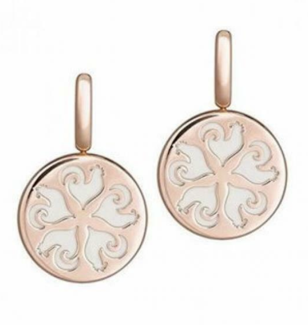J'ó Earrings in Rose Gold and White Enamel