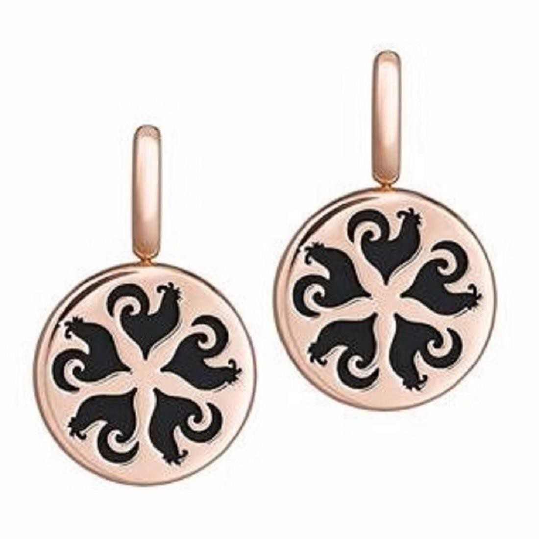 J'ó Earrings in Rose Gold and Black Enamel