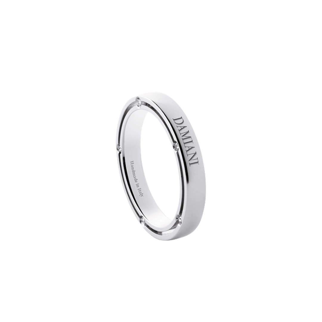 D.Side Wedding Ring in White Gold and Diamonds 3.30 mm