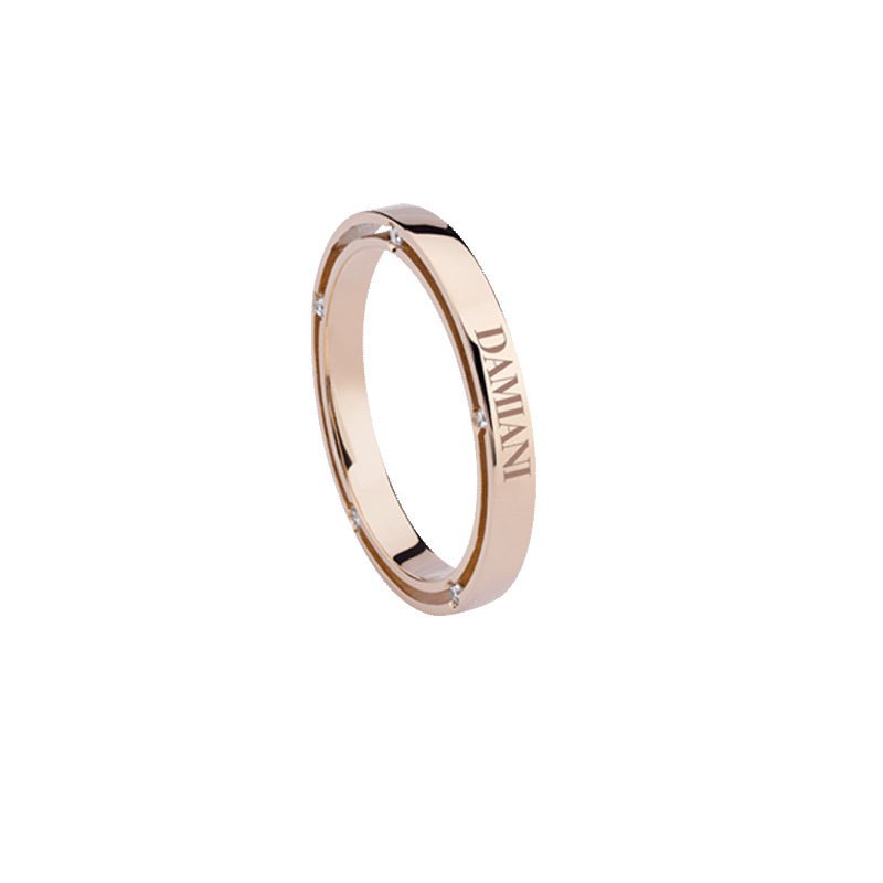 D.Side Wedding Ring in Rose Gold and Diamonds 2.50 mm