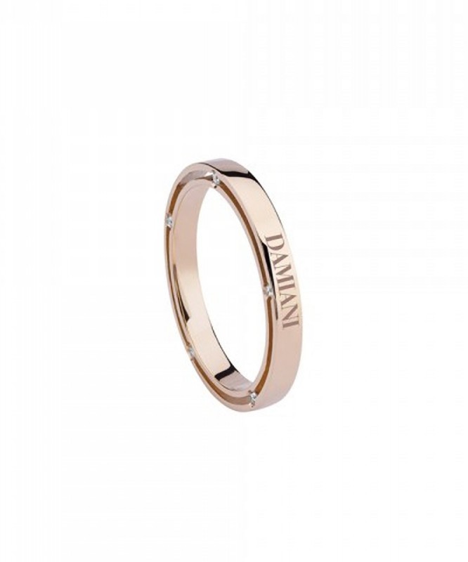 D.Side Wedding Ring in Rose Gold and Diamonds 3.30 mm