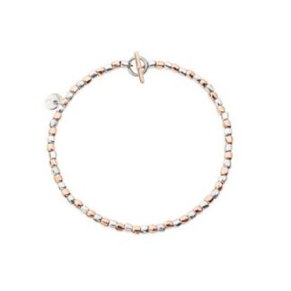 Mini Granelli Bracelet in Sterling Silver and Rose Gold