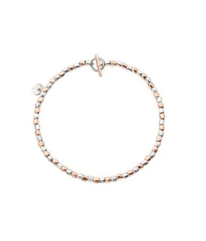 Mini Granelli Bracelet in Sterling Silver and Rose Gold
