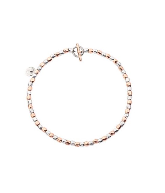 Mini Granelli Bracelet in Sterling Silver and Rose Gold
