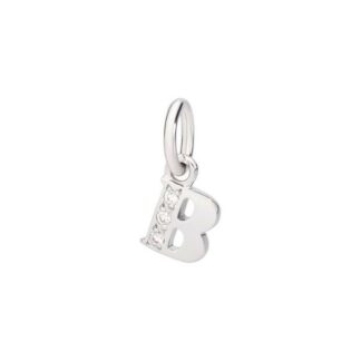 Letter "B" Charm in White Gold and Diamonds