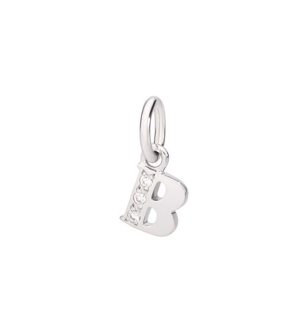 Letter "B" Charm in White Gold and Diamonds