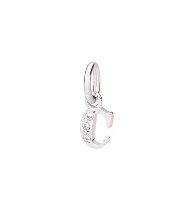Letter "C" Charm in White Gold and Diamonds