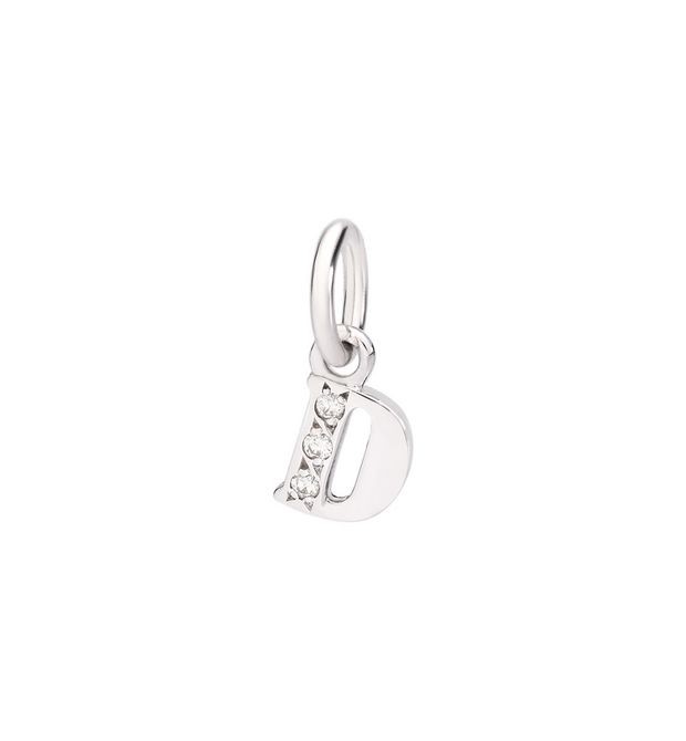 Letter "D" Charm in White Gold and Diamonds