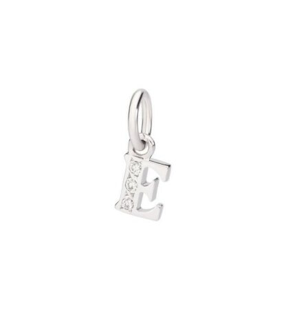 Letter "E" Charm in White Gold and Diamonds