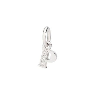 Letter "R" Charm in White Gold and Diamonds