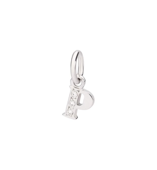 Letter "R" Charm in White Gold and Diamonds