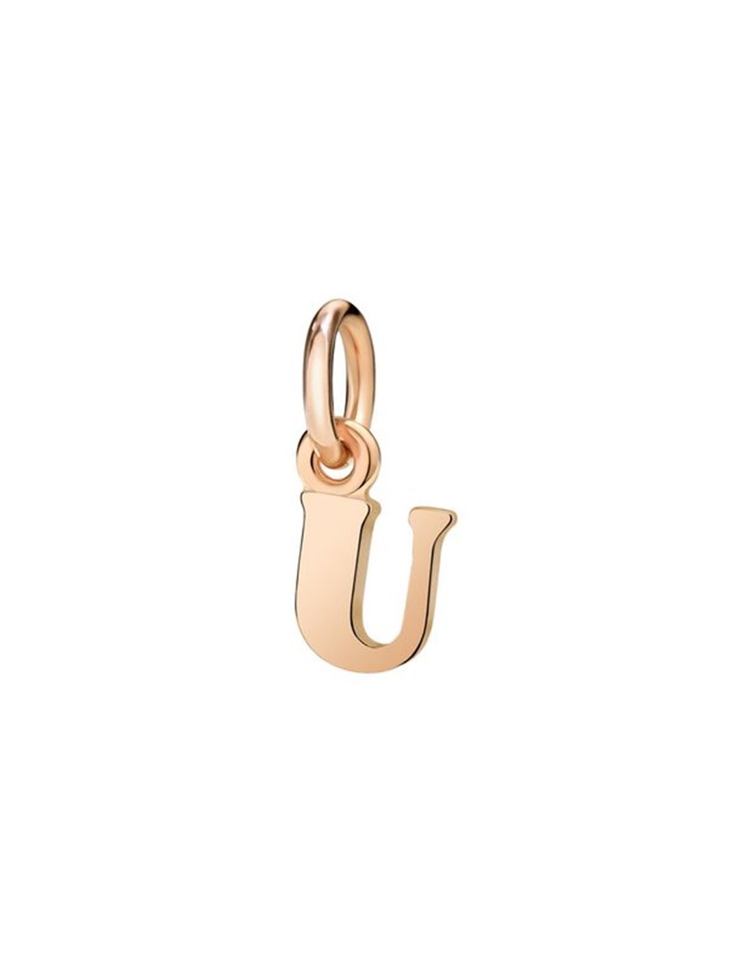 Letter "U" Charm in Rose Gold