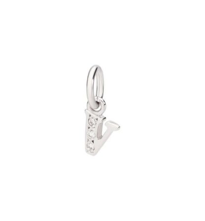 Letter "V" Charm in White Gold and Diamonds