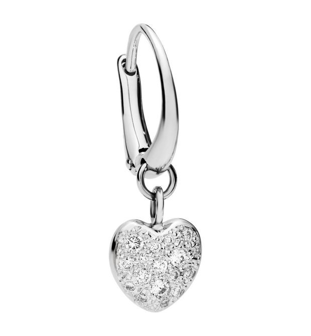 Heart-shaped Mono Earring with Diamonds