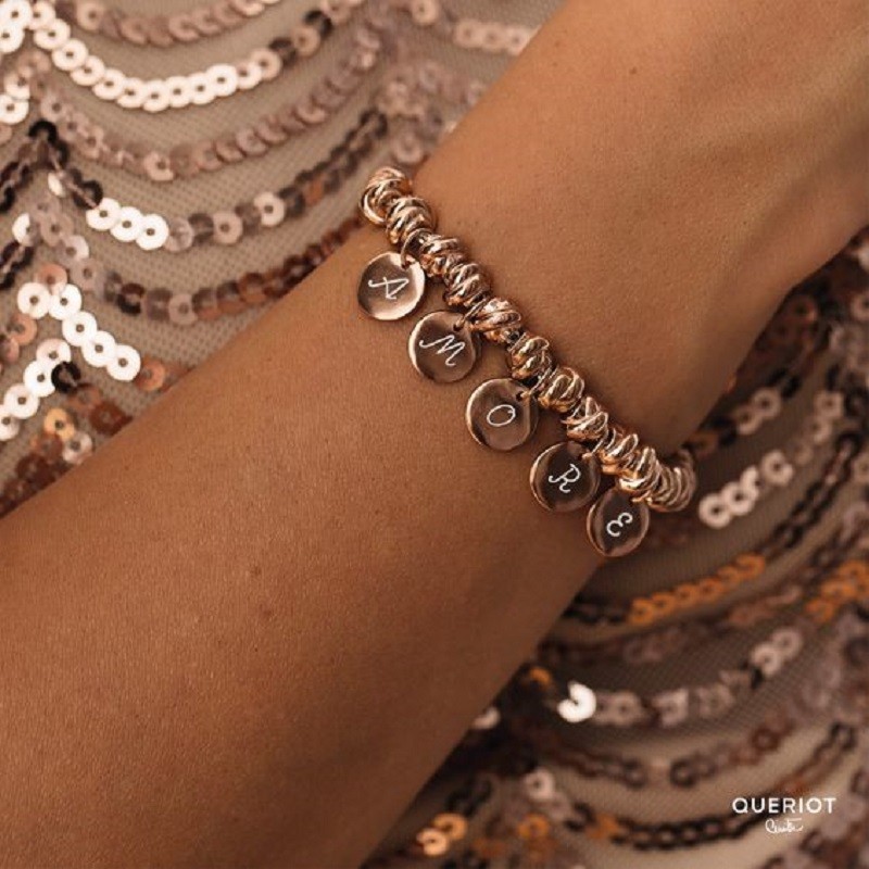 Micro Coin Charm Letter N in Rose Gold