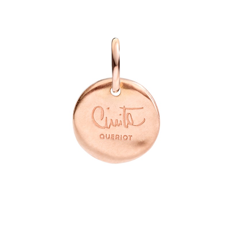 Micro Coin Charm Letter V in Rose Gold