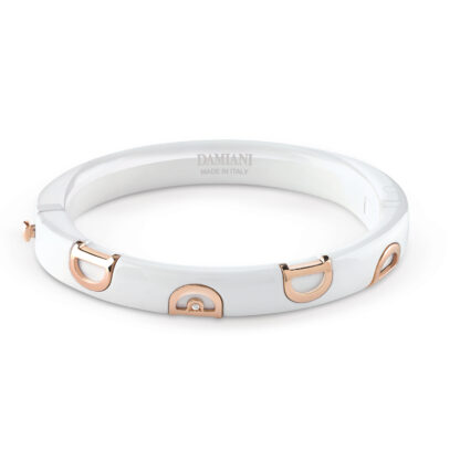 D.Icon bracelet in White Ceramic, Rose Gold, and Diamonds