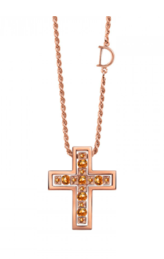 Belle Epoque Cross Necklace in Brown Gold with Brown Diamonds