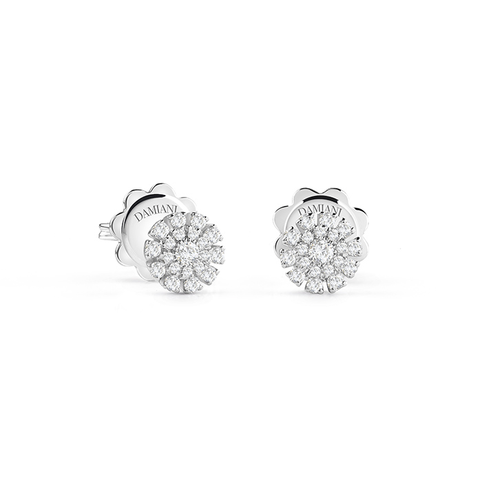 Margherita Stud Earrings in White Gold and Diamonds