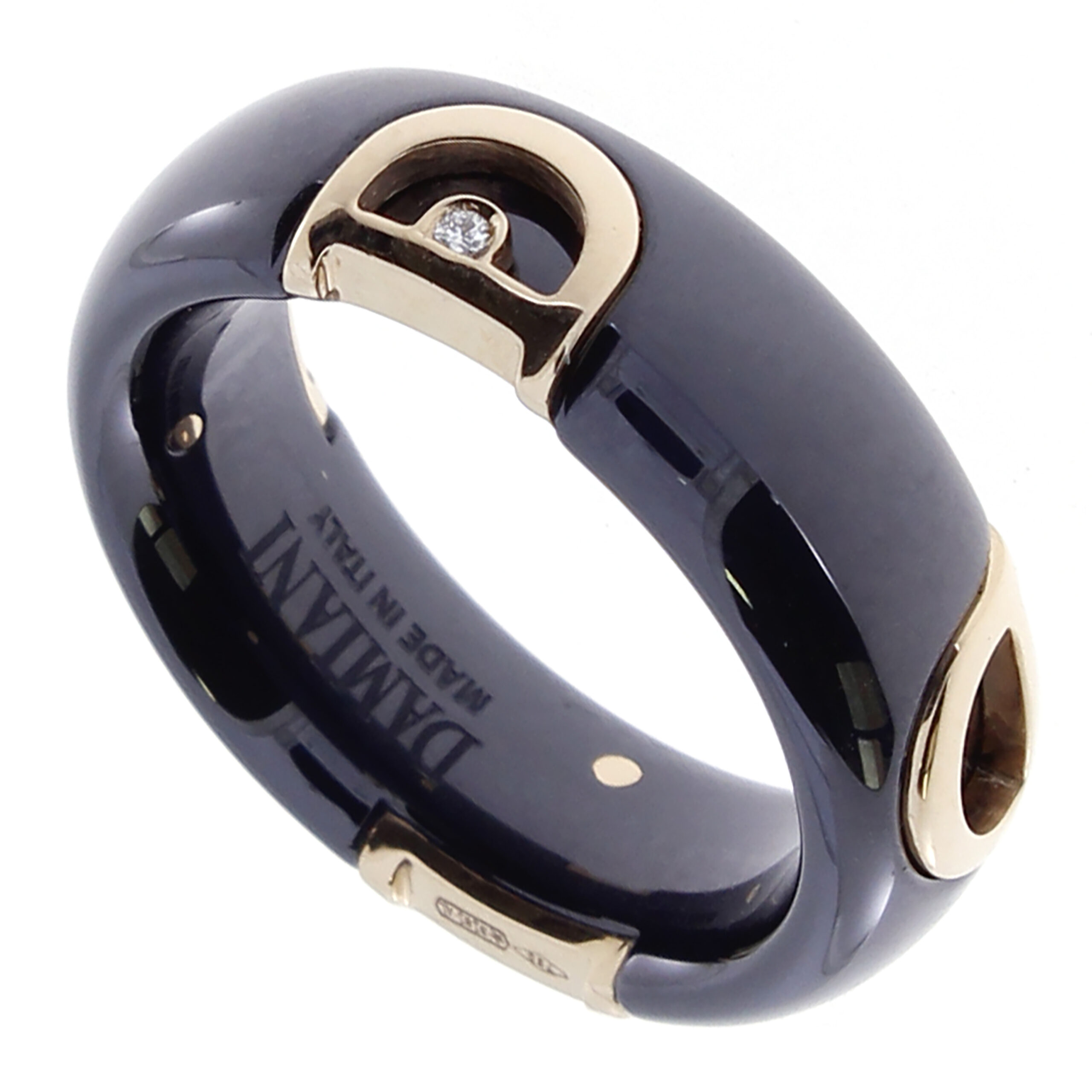 Anello D.Icon in Ceramica Nera, Oro Rosa e Diamanti