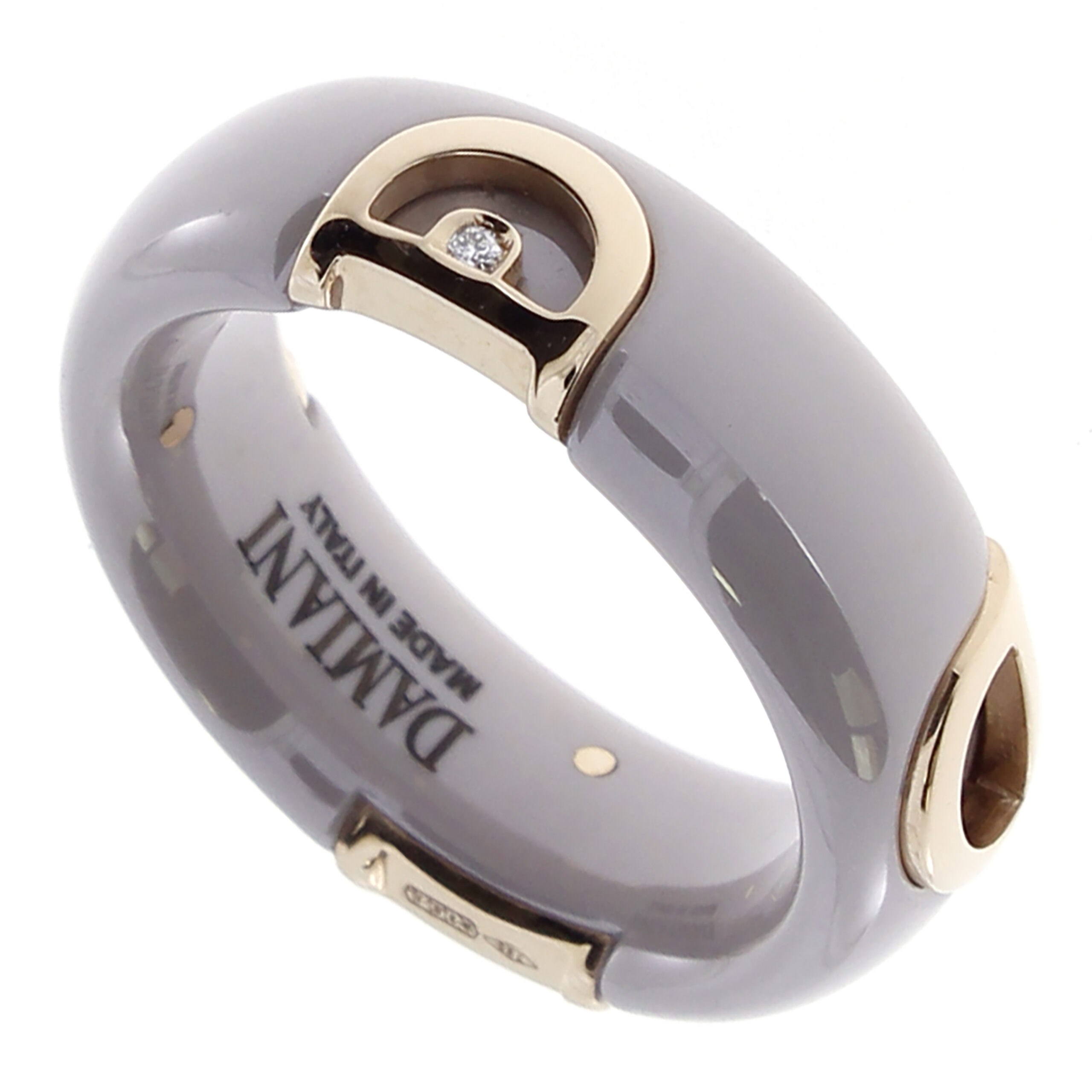 D.Icon Ring in Cappuccino Ceramic, Rose Gold, and Diamonds