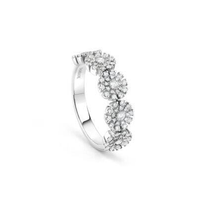 Margherita Ring in White Gold and Diamonds with 5 Daisies