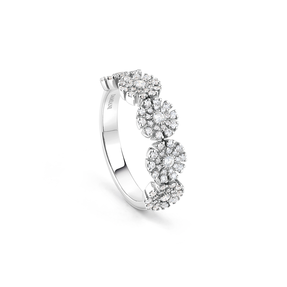 Margherita Ring in White Gold and Diamonds with 5 Daisies