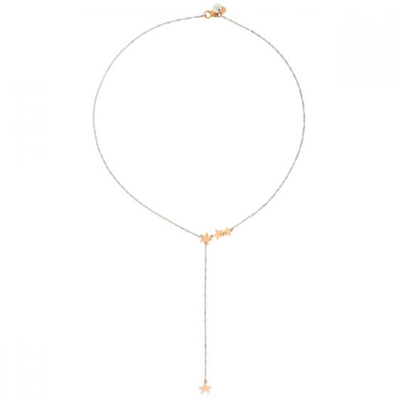 Stellina Lariat Necklace in Silver and Rose Gold