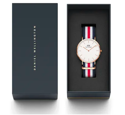 Classic Canterbury Bianco con cinturino Rosso Rubino, Bianco e Blu