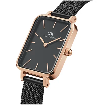 Quadro Pressed Asfhield in Black and Rose Gold Stainless Steel