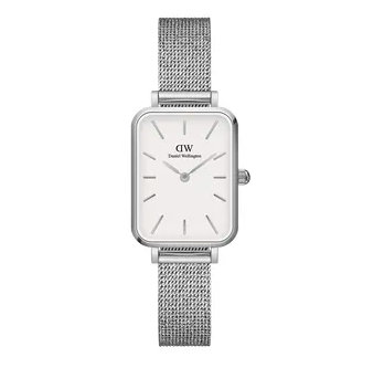 Quadro Pressed Sterling in White and Silver Stainless Steel