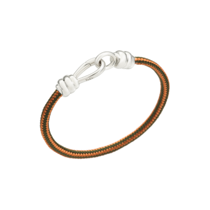 Bracciale Nodo in Argento e Cotone Verde e Arancio