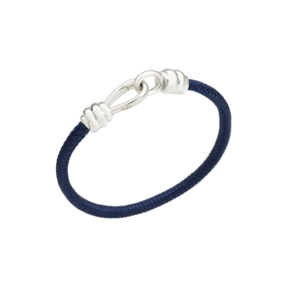 Bracciale Nodo in Argento e Cotone Blue Navy