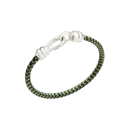 Bracciale Nodo in Argento e Cotone Verde