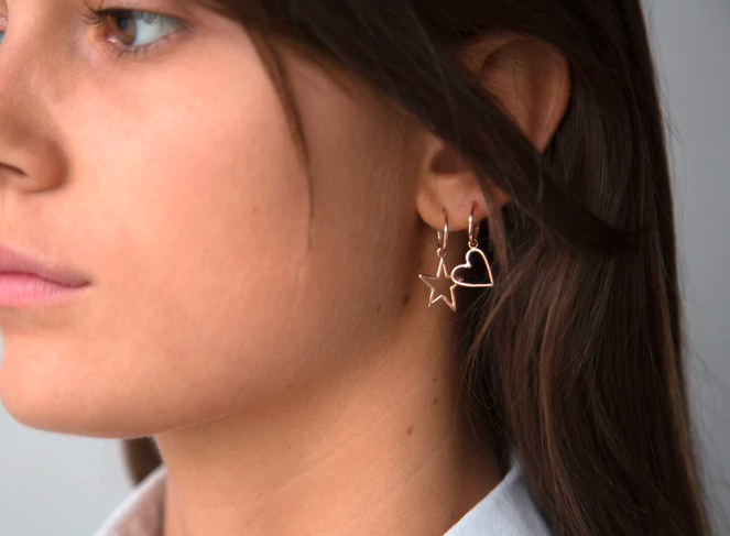 Monorecchino Pendente in Oro Rosa con Stella